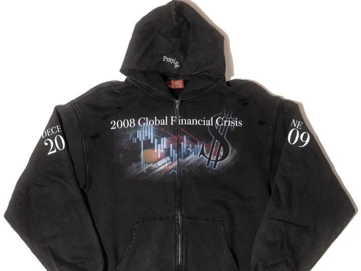 A ‘2008 global financial crisis’ hoodie that costs $180 is sold out