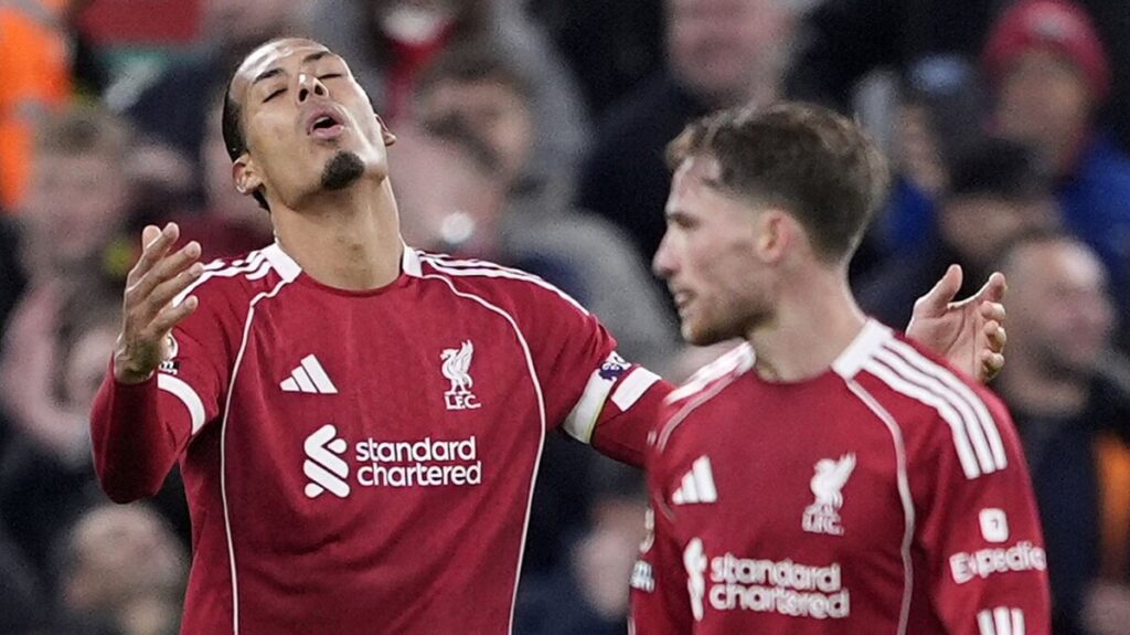Van Dijk points to ‘easy goals’ and ‘bad atmosphere’ after latest Liverpool defeat