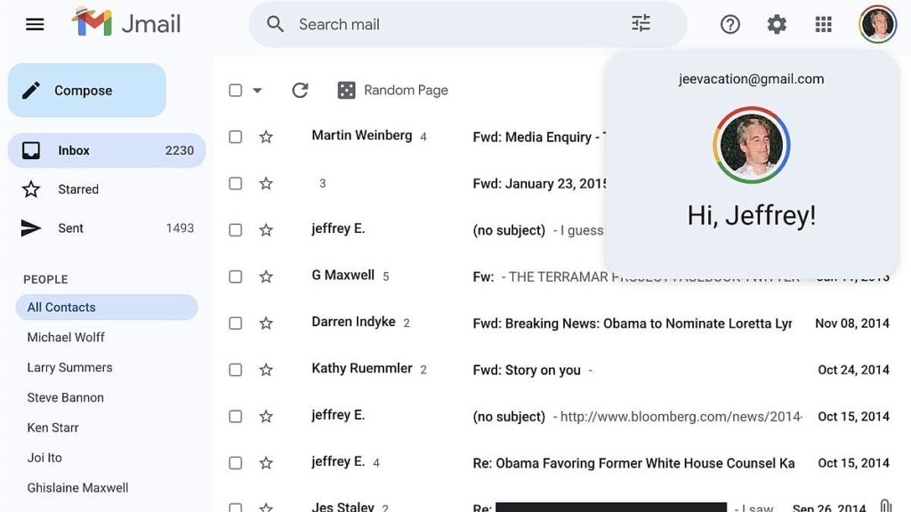 Read Epsteins emails as if you hacked into his Gmail account