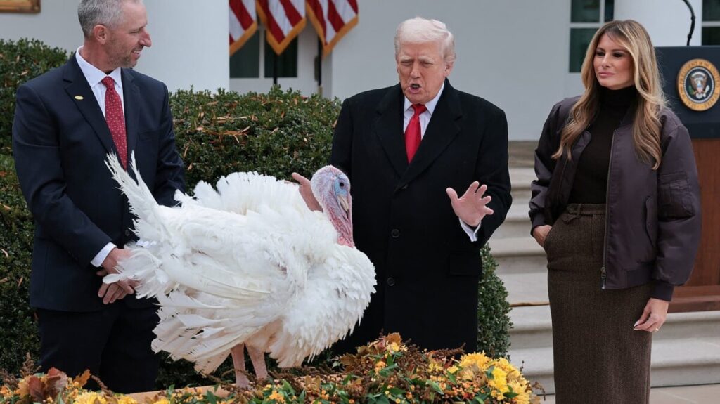 Trump pardons Thanksgiving turkeys, blasts Biden and says Ukraine peace deal is ‘very close’