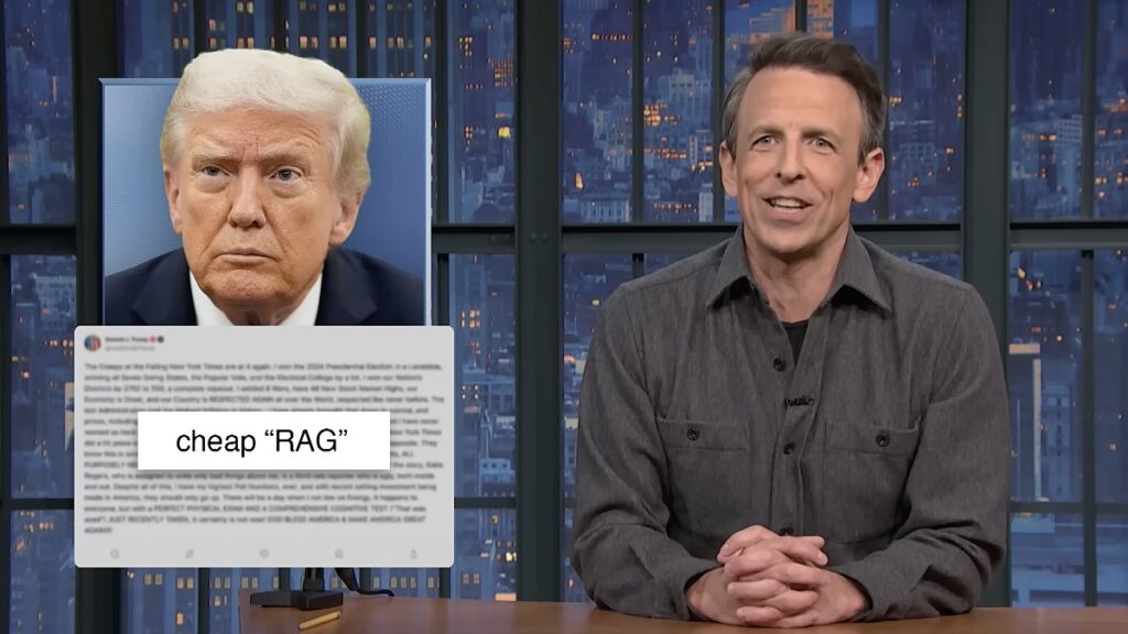 Seth Meyers mocks Trumps Truth Social rant about the NYT