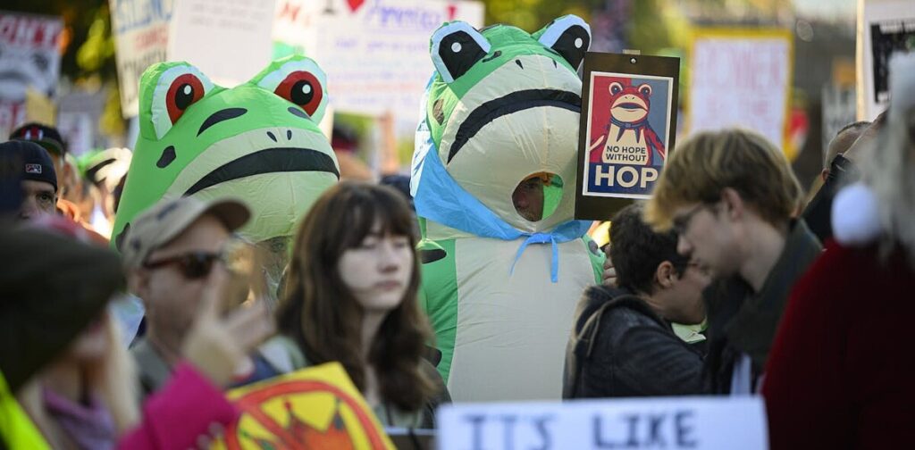 The plague of frog costumes demonstrates the subversive power of play in protests