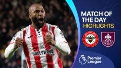 Thiago scores twice as Brentford beat Burnley