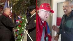 Watch: Trump and Obama honour US troops for Veterans Day