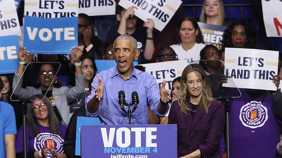 Obama’s presence and Trump’s policies consume 11th-hour rally to keep NJ blue