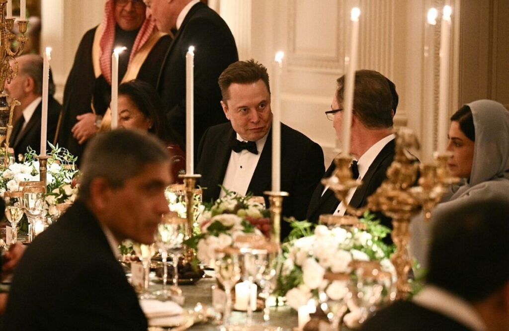 Trump Lovingly Pats Elon Musk on Stomach During Dinner at White House