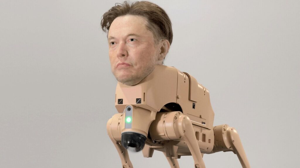 Robot dog with Elon Musk’s head poops out AI generated art