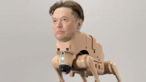 Robot dog with Elon Musk’s head poops out AI generated art