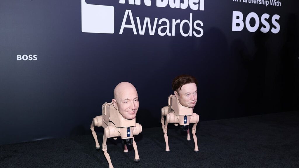 Beeples billionaire robot dogs — Musk, Zuckerberg, and Bezos — are pure nightmare fuel